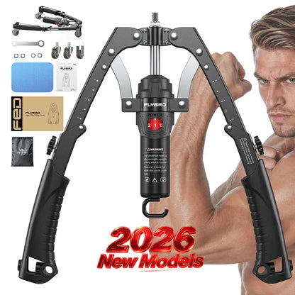 💪 Hydraulic Arm Strength Trainer, 22‑440lbs Adjustable Home Workout Gear with Ab Roller