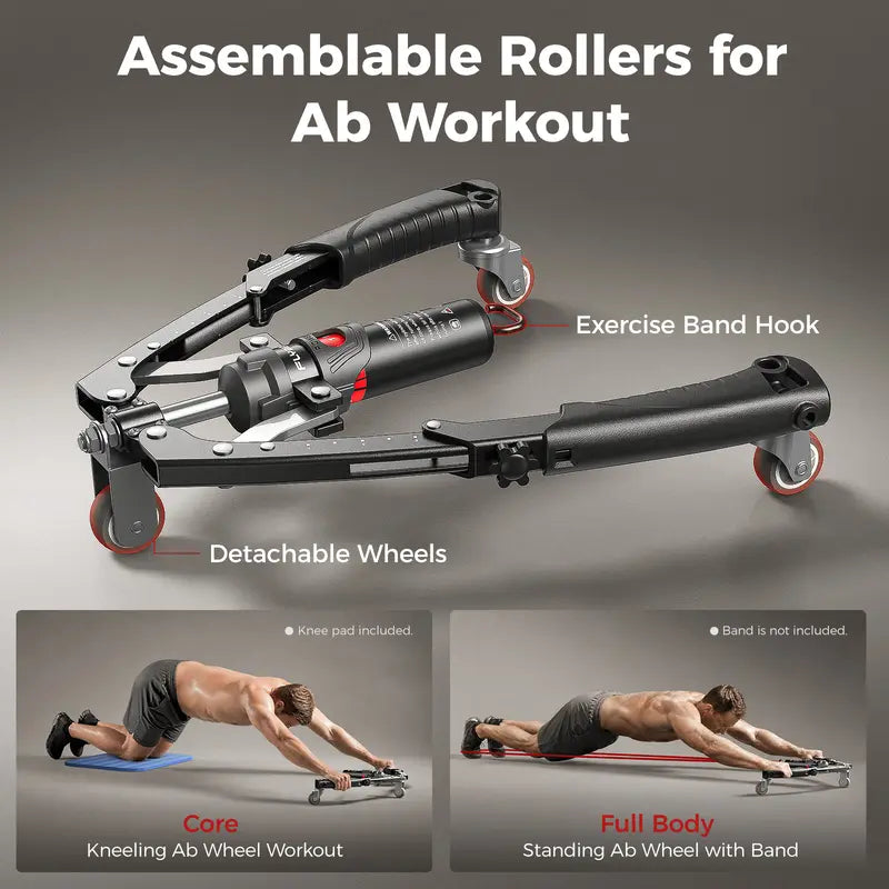 💪 Hydraulic Arm Strength Trainer, 22‑440lbs Adjustable Home Workout Gear with Ab Roller